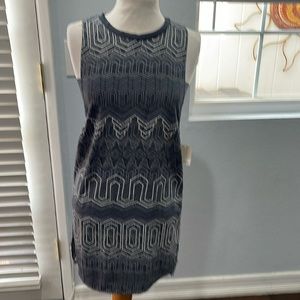 Gray and white patterned shift dress